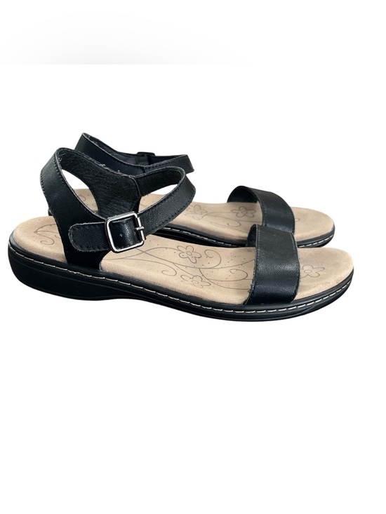 None Shoes - Women's Black Adjustable Strap Sandals Comfortable Size 9 Everyday Shoes